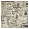 STAMPERIA PAPIER RYŻOWY 50x50 GAZETA VINTAGE ŚWIĄTECZNA