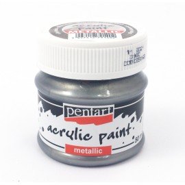 PENTART-FARBA AKRYLOWA 50 ml METALICZNA SREBRNY DOTYK
