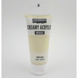 PENTART-FARBA AKRYLOWA CREAM METALICZNA BIAŁE ZŁOTO 60ml