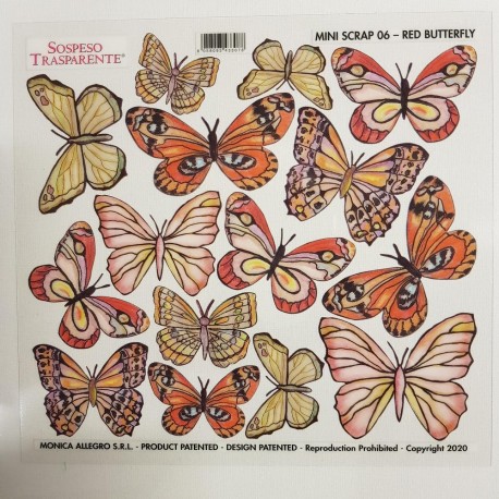 SOSPESO FOLIA NADRUKOWANA 17cm MINI SCRAP 06 RED BUTTERFLY
