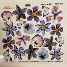 SOSPESO FOLIA NADRUKOWANA 17cm MINI FLOWERS 01 ROYAL BLUE