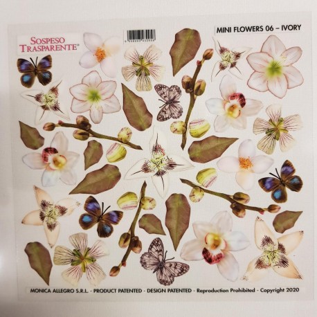 SOSPESO FOLIA NADRUKOWANA 17cm MINI FLOWERS 06 IVORY