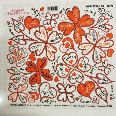 SOSPESO FOLIA NADRUKOWANA 17cm MINI SCRAP 01 LOVE