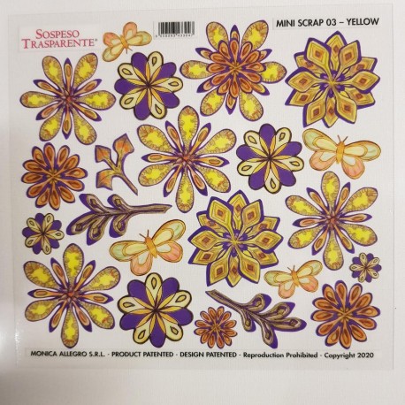 SOSPESO FOLIA NADRUKOWANA 17cm MINI SCRAP 03 YELLOW