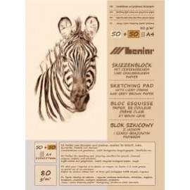 BLOK SZKICOWY ZEBRA A4 50+50k jasno-szary papier 90881