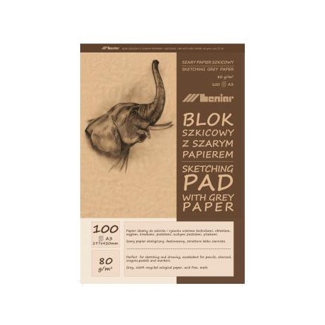 BLOK SZKICOWY A3 szary papier 100k 90854