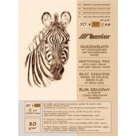 BLOK SZKICOWY ZEBRA A5 50+50k jasno-szary papier 90880