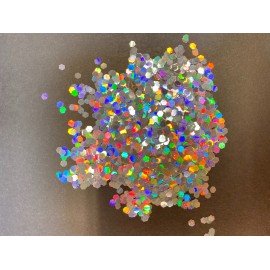 SZTUKA ZD PŁATKI 2,5mm 15g HEKSAGON SREBRO HOLOGRAFICZE