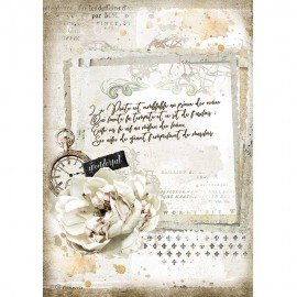 STAMPERIA PAPIER RYŻOWY A4 JOURNAL LIST Z RÓŻĄ