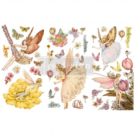 PRIMA DECOR TRANSFERS 3 CZĘŚCI PO 15x32,5cm FAIRY FLOWERS
