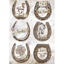 STAMPERIA PAPIER RYŻOWY A4 ROMANTIC HORSES PODKOWY