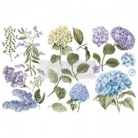 PRIMA DECOR TRANSFERS 3 CZĘŚCI PO 15x32,5cm MYSTIC HYDRANGEA