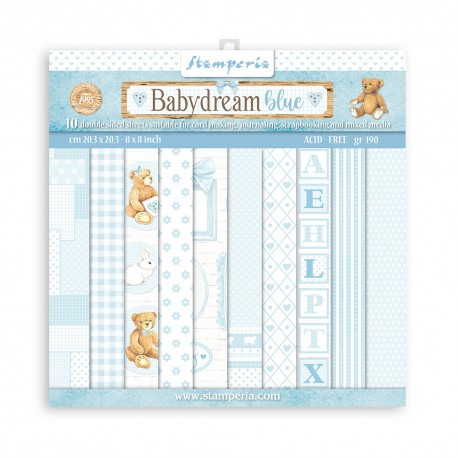 STAMPERIA-BLOK PAPIERÓW SCRAP. 20,3x20,3cm 10szt.BABYDREAM BL