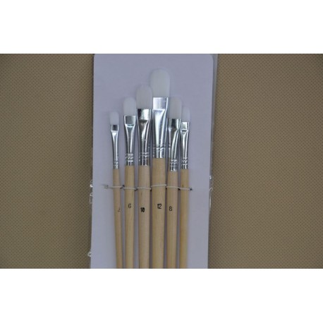 PENTART PĘDZLE 6szt NYLON BIAŁE KOCI JĘZYK