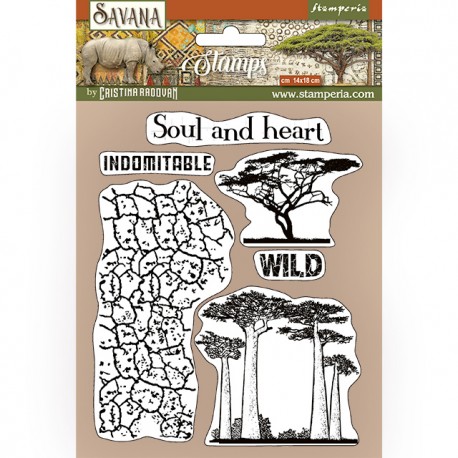 STAMPERIA STEMPEL KAUCZUKOWY 14x18 cm SAVANA CRACKLE DRZEWO