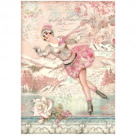 STAMPERIA PAPIER RYŻOWY A4 SWEET WINTER NA ŁYŻWACH