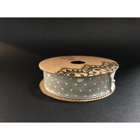 OZDOBA WSTĄŻKA 1,5cm SZARA BROKATOWA