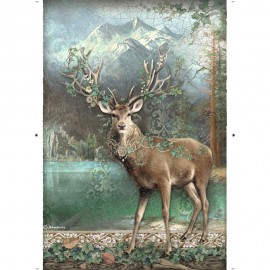 STAMPERIA PAPIER RYŻOWY A4 MAGIC FOREST JELEŃ