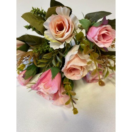 SZTUKA ZD BUKIET RÓŻ MIX 8 szt różowy 30cm