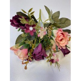 SZTUKA ZD BUKIET RÓŻ MIX 8 szt bordowy 30cm