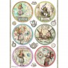 STAMPERIA PAPIER RYŻOWY A4 ALICE FOREVER 6 OKRĄGŁYCH DEKO