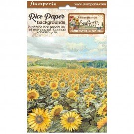 STAMPERIA PAPIER RYŻOWY A6 SUNFLOWER ART 8szt TŁA
