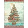 STAMPERIA PAPIER RYŻOWY A4 CHRISTMAS GREETINGS CHOINKA