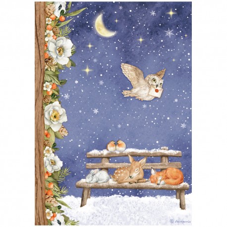 STAMPERIA PAPIER RYŻOWY A4 WINTER WALLEY CICHA NOC