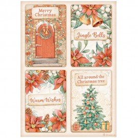 STAMPERIA PAPIER RYŻOWY A4 ALL AROUND CHRISTMAS 4 KARTY