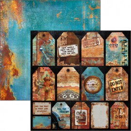CB OUTLET PAP.DO SCRAPBOOKING 30x30cm COLLATERAL/RUSTED TAGS