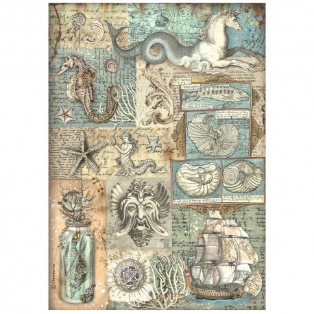 STAMPERIA PAPIER RYŻOWY A4 SONGS OF THE SEA TEKSTURA