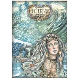 STAMPERIA PAPIER RYŻOWY A4 SONGS OF THE SEA SYRENA TWARZ