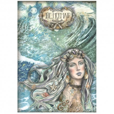 STAMPERIA PAPIER RYŻOWY A4 SONGS OF THE SEA SYRENA TWARZ