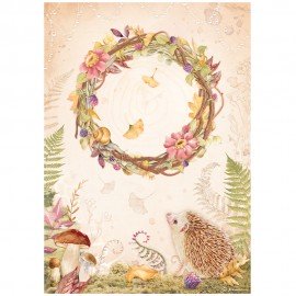 STAMPERIA PAPIER RYŻOWY A4 WOODLAND GIRLANDA
