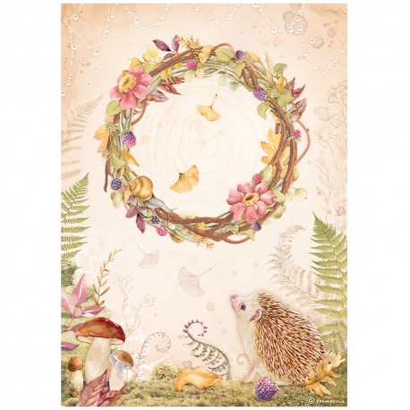 STAMPERIA PAPIER RYŻOWY A4 WOODLAND GIRLANDA