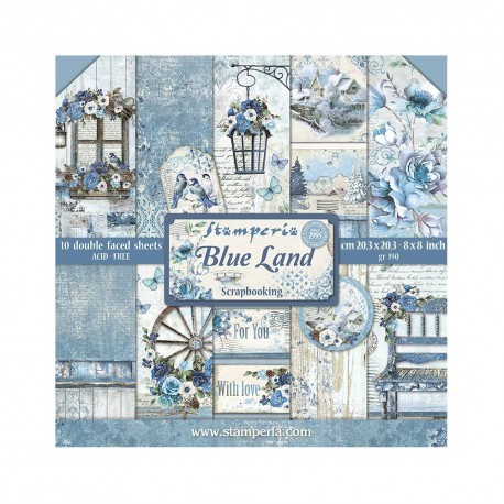 STAMPERIA-BLOK PAPIERÓW SCRAP. 20,3cm/10szt BLUE LAND