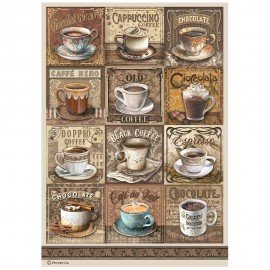 STAMPERIA PAPIER RYŻOWY A4 COFFE & CHOCOLATE 12 FILIŻANEK