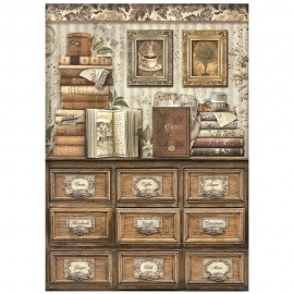 STAMPERIA PAPIER RYŻOWY A4 COFFE & CHOCOLATE BIBLIOTECZKA