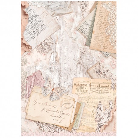 STAMPERIA PAPIER RYŻOWY A4 ROMANCE FOREVER LIST