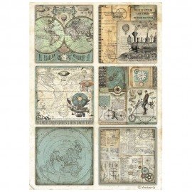 STAMPERIA PAPIER RYŻOWY A4 VOYAGES FANTAST.4 KARTY