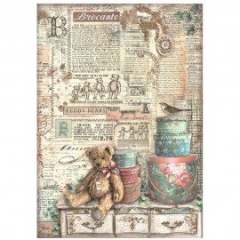 STAMPERIA PAPIER RYŻOWY A4 BROCANTE ANTIQUES MIŚ TEDDY