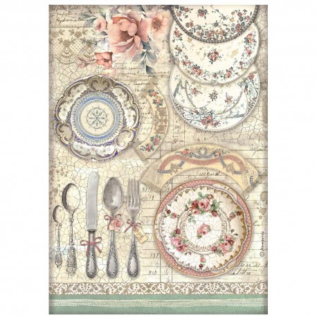 STAMPERIA PAPIER RYŻOWY A4 BROCANTE ANTIQUES CERAMIKA