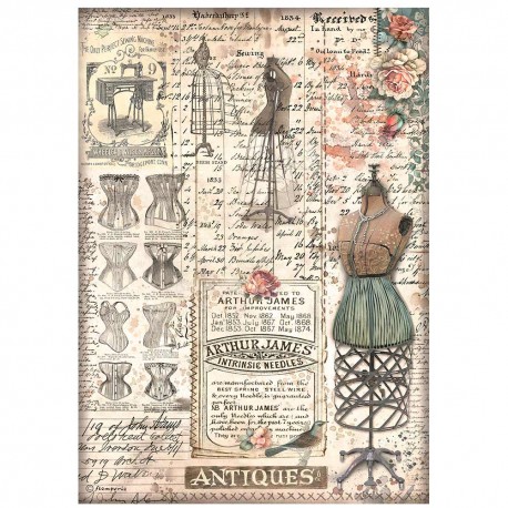 STAMPERIA PAPIER RYŻOWY A4 BROCANTE ANTIQUES MANEKIN