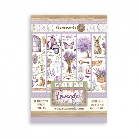 STAMPERIA PAPIER WASHI A5 8szt LAVENDER