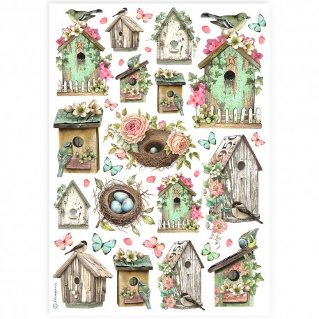 STAMPERIA PAPIER RYŻOWY A4 BESTSELLERS PTASIE BUDKI