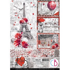 CB BLOK PAPIERÓW SCRAP.A4/9szt PARIS JE T'AIME