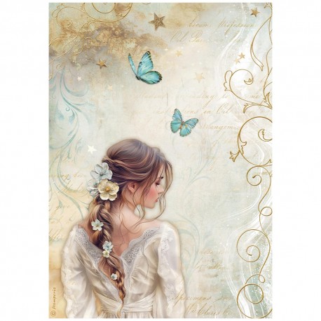 STAMPERIA PAPIER RYŻOWY A4 MASQUERADE LADY BUTTERFLY