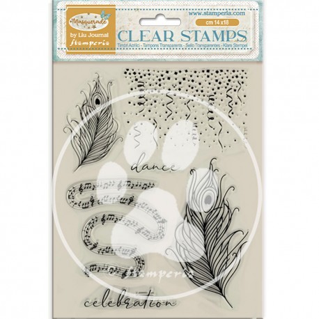 STAMPERIA STEMPEL AKRYLOWY 14x18cm MASQUERADE PIÓRKA
