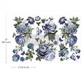 PRIMA DECOR TRANSFERS SMALL 3czx15x32,5cm INDIGO PETALS