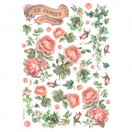 STAMPERIA PAPIER RYŻOWY A4 BESTSELLERS LES JARDINS